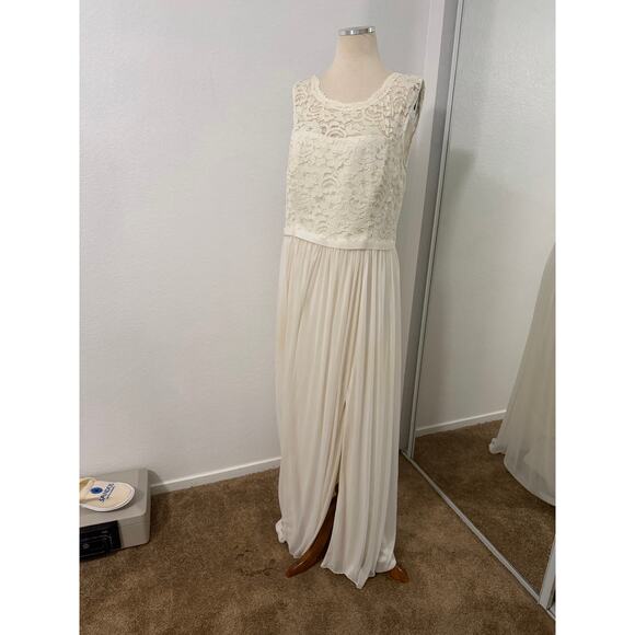 Davids Bridal Wedding dress boho-chic beach bkyard wedding ivory chiffon Plus sz - Picture 5 of 16